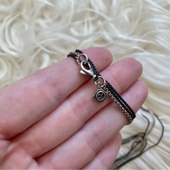 David Yurman Sterling Silver and Black Diamond Tassel Cable Chain Long Necklace - Picture 11 of 15